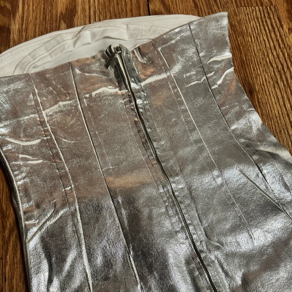 ZARA WOMAN NWT ZW FITTED DRESS METALLIC SILVER SIZE XS - Picture 8 of 15